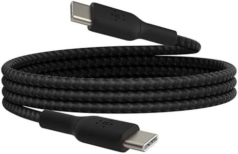 Belkin cable de carga rápida USB-C a USB-C trenzado (cable USB C para iPhone 16, iPhone 15, Samsung Galaxy S24, Note, Google Pixel, iPad Pro, iPad Mini, Nintendo Switch, cable carga Tipo C) 1 m, negro