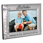 Malden International Designs Godfather with Cross Picture Frame, 4x6, Silver