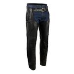 Milwaukee Leather USA MADE MLM5570 Men's Black 'Enfold' Classic Premium Leather Motorcycle Chaps with Jean Pockets - X-Small