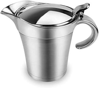 ShineMe Stainless Steel Gravy Boat Sauce Jug with Lid, 26oz Double Wall Insulated, Storage for Gravy or Cream, Used at Home & Kitchen