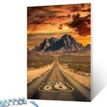 Native America Painting Route 66 USA Paint by Number Kits 16 x 20 inch Landmark Canvas DIY Natural Mountain Oil Painting for Kids Adults Beginner with Brushes and Acrylic Vintage Art(Without Frame）