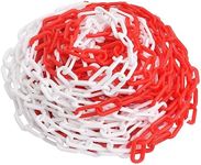 vidaXL Warning Chain Outdoor Indoor Industrial Security Safety Sign Parking Barrier Link Chain Signage Red and White 30 m Ø4 mm Plastic