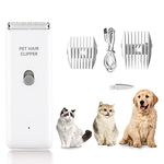 Dog Clippers Pet Grooming Clippers Kit,Low Noise Shaver Portable Electric USB Rechargeable Cordless Trimmer for Dogs,Cats and Other Pets (White)