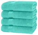 Canadian Linen Luxury Everest Bath Towels, 26”x52” 500 GSM, 4 Pack, Soft Absorbent Terry Cotton, Quick Dry Plush Shower Towels Set for Home, Bathroom, Hotel, Spa, Salon, Pool, Teal