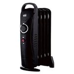 Neo 650W Oil Filled 5 Fin Electric Portable Heater Radiator Adjustable Thermostat (Black)