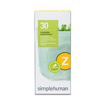 simplehuman Code Z 30 Liner, Custom Fit Liner, Compostable Trash Bags in Dispenser Packs