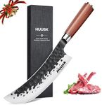 Huusk Knives from Japan, Butcher Knife for Meat Cutting Hand Forged 8" Meat Cleaver Knife High Carbon Steel Chopping Knives Ultra Sharp Japanese Kitchen Knifes with Gift Box for Dad