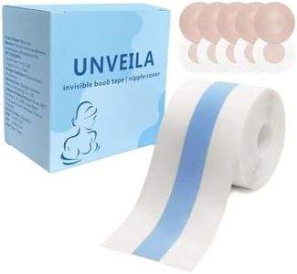 UNVEILA Clear Boob Lift Tape Bra Breast Tape, Invisible Breast Lift Tape Boobtape for Large Breasts Body Boob Tape for Strapless Dress with 5 Pairs Nipple Covers