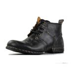 OSSTONE Retro Black Moto Boots for Men Ankle Hiking Walking Fashion Lace-Up Leather Chukka Boots Casual ShoesOS-6015-2-retro-black-10