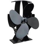 Forest Master SuperFast Stove Fan - Patent-Pending, UK-Engineered, Heat-Powered, Energy-Saving for Wood/Log Burners - Efficient, Silent-Operation Fireplace Fan, Satin Black