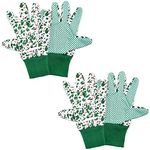 XPOOP 2 Pairs Gardening Gloves for Women Comfortable Breathable Garden Working Gloves with Dots Floral Garden Gloves for Yard, Cleaning, Camping