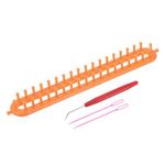 PATIKIL 38 Hooks 36cm Knitting Loom Machines Kit, Plastic Darning Weave Tool with Accessories for Scarf Sweater Shawl Blankets Mending Weaving Stitching, Yellow