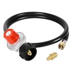 SHINESTAR 0-20 PSI 4FT Adjustable Propane Regulator and Hose with Orifice Kit,High Pressure Regulator with Hose QCC1 Propane Tank Fits for Weber,Most LP Gas Grill, Heater,3/8" Female Flare Nut