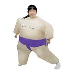 VALICLUD 120-140cm Inflatable Sumo Wrestling Fancy Dress Costume Funny Wrestler Suits for Festival Party Performance Without Battery Size M Random Color