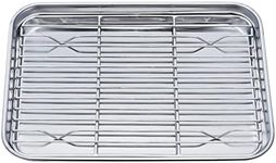 9 x 6.9 x 0.98 Inch Baking Sheets and Racks Set, Stainless Steel Baking Sheet Oven Tray and Cooling Grid Rack for Cookies and Meats(Pans + Racks)