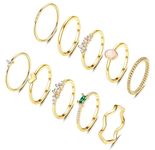 ORAZIO 10 Pcs Gold Rings for Women 14K Gold Plated Stacking Ring Set for Women Ladies Dainty Gold Stackable Thumb Rings Wedding Band Ring Engagement Eternity Rings Promise Ring Size R-1/2