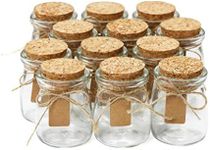 Otis Small Glass Bottles - Mini Jars w/Cork Stoppers - Round 100ml Mason Jars for Crafts, Candle Holders & Potion Bottles – 12 Pack