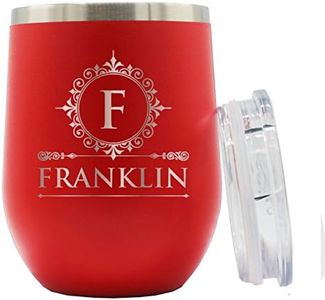 The Wedding Party Store Personalized 12 oz Insulated Stemless Wine Tumbler - Custom Engraved and Monogrammed (Red)
