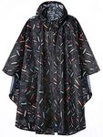 Rain Poncho Adult Waterproof Outdoor Hooded, Poncho Waterproof for Women with Zipper, Festival Ponchos Waterproof Long, Waterproof Capes Plus Size, Geometry