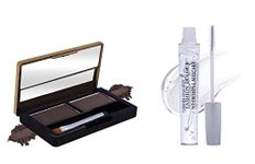 Fashion Colour Dual Eyebrow Powder & Transparent Waterproof Mascara Combo (Brown & Transparent)