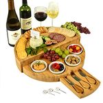 Picnic at Ascot Patented 15" Diameter Cheese / Chacuterie Board - incorporates Bowls and Knife set & Cheese Markers. Designed & Quality Checked in USA