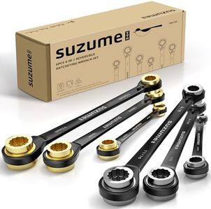 SUZUME 6PCS 4 in 1 Ratchet Wrench Metric (8-19mm) SAE (1/4"-3/4") 72-Tooth CR-V Steel Reversible Ratcheting Wrench Set with Storage Bag for Auto Motorcycle Bicycle Industrial and Mechanical Repair