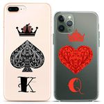 Cavka Matching Couple Cases Compatible with Apple iPhone 12/12 Pro 2020 5G King Queen Spades Hes Red Black Lovely Clear Gift Cute Art Mate Silicone Pairs Cover Girlfriends