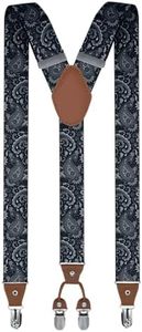 trilece Suspenders for Men Heavy Duty - Clip On Mens Suspender Y Back Adjustable for Jeans Work Wedding Tuxedo Dress Prom - Big and Tall Men's Accessories (Pattern - 1)