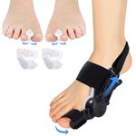 Bunion Corrector for Women & Men, Orthopedic Bunion Splint with Silicone Pad Adjustable Bunions Correction for Bunion Relief with Big Toe Separators Suitable for Left/Right Feet(Black)