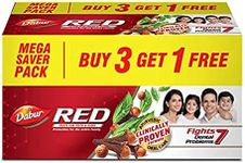 Dabur Red Paste - India's No.1 Ayurvedic Paste, Provides Protection Plaque Removal, Toothache, Yellow Teeth, Bad Breath- 600g (150gm*4)