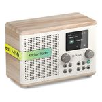 Pure Classic H4 Digital Kitchen Radio (DAB+/FM, Bluetooth, USB, AUX, Kitchen Timer, Alarm), Cotton White/Oak