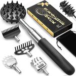 TUKUOS Telescoping Back Scratcher with 5 Detachable Scratching Heads, Rubber Handles, Anniversary Birthday Gifts for Men Women Back Scratcher for Men/Dad/Women/Adults