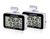 LXSZRPH Reptile Thermometer Hygrometer with High Low Temperature Alarm Digital Temperature Humidity Meter Gauge with Hook for Reptile Tanks, Terrariums, Vivariums, Black, 2 Packs (2Packs)