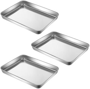 3 Pcs Large Baking Sheets, 40.5*30.5*2.8CM Stainless Steel Baking Pan, Non-Toxic & Rolled Edge & Heavy Duty & Mirror Finish & Rust Free & Easy Clean, Cookie Sheet Oven Pan Tray, Dishwasher Safe (3)