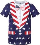 Funny World Men's American Flag Patriotic T-Shirts Graphic Short Sleeve 4th of July Tee Shirt, Blue, X-Large