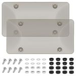 2 Pack Car License Plate Cover HADEEONG Tinted License Plate Protector Bubble Covers 4 Holes License Plate Shield Automotive Exterior Accessories with Bolts Washer Caps for Cars Vehicles