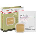 Healqu Hydrocolloid Wound Dressing - 10x10 cm Bordered - Box of 10 Large Bandages Sterilized Bordered Hydrocolloid Patches for Bed Sores, Abrasions, and More - Waterproof and Absorbent with Protective