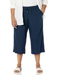 EVANS Women's Plus Size Wide Leg Crop Pant, Navy, 30 Plus