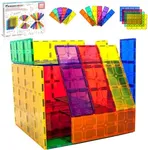 PicassoTiles 28 Piece 12"x9", 12"x3", 9"x3" Large Stabilizer Building Block Base 28pc Jumbo XL Plate Foundation Kit Magnetic Building Blocks Magnet Tiles Educational Construction Stacking STEM Toy Set