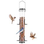 MIXXIDEA Metal Tube Bird Feeders for Outdoors Hanging Bird Feeders for Outside Wild Birds Feeder 6 Ports Hanging Bird Feeder Attract Birds in Your Lawn, Garden, Balcony