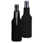 kwmobile Set of 2 Neoprene Bottle Coolers Sleeves for 330ml Bottle - Keep Beer, Soda, Soft Drinks Cool - Black