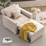 YODOLLA Single Sofa Bed Chair,3-in-1 Sleeper Chair Bed,Single Sofa Bed for Small Room,Convertible Sofa Chair Pull Out Adjustable Single Armchair Bed With Side Pocket, Beige