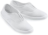 Collections Etc Women's Women's Slip-On Sneakers with Stripe Accent White 11