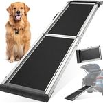 Dog Ramp for Car, Extra L71” W17” Folding Pet Ramp for Large Dogs with 90°Adjustable Landing & Non-Slip Surface, Outdoor Dog Car Ramp for SUV Truck Side Door, Supports up to 330 lbs (2 Foldable)