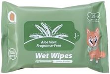 Compostable Pet Wet Wipes: Cleaning & Deodorising - Made from Bamboo + pH Balanced + Human Grade - Quick Bath Wipes for Paws, Butt & Body - Fragrance-Free Aloe Vera (20 Wipes)