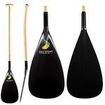 Z&J SPORT Outrigger Canoe Paddle Wooden Shaft, Tahiti Style Hybrid OC Paddle with T-Handle, Durable OC Paddle for Waka AMA, va’a, Bent Shaft & 12 Degree Blade (M,49")