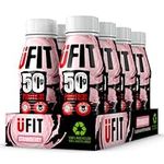 UFIT High 50g Protein Shake, No Added Sugar, Low in Fat, Strawberry Flavour Ready to Drink, Pack of 8 x 500 ml (Packaging May Vary)