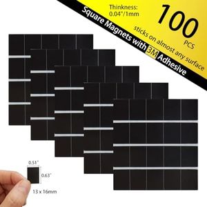 FCLUB Magnetic Tape, 100Pcs, Small Square Magnets with Adhesive Backing, Thin Magnet Tape, Adhesive Magnets, Mini Magnetic Square, Craft Magnets, Magnet Stickers,Magnet Tape