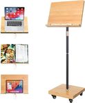 Rolling Book Holder Stand, Adjustable Height and Angle Book Holders for Reading Hands Free,Extra Large Book Stand for Heavy Textbooks,Rolling Reading Stand for Thick Book (15.4 x 11 Inches)