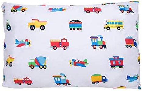 Wildkin Kids Microfiber Pillow Case for Boys and Girls, Soft Breathable Microfiber Fabric, Measures 20 x 30 Inches, Fits a Standard Size Pillow (Trains, Planes and Trucks)